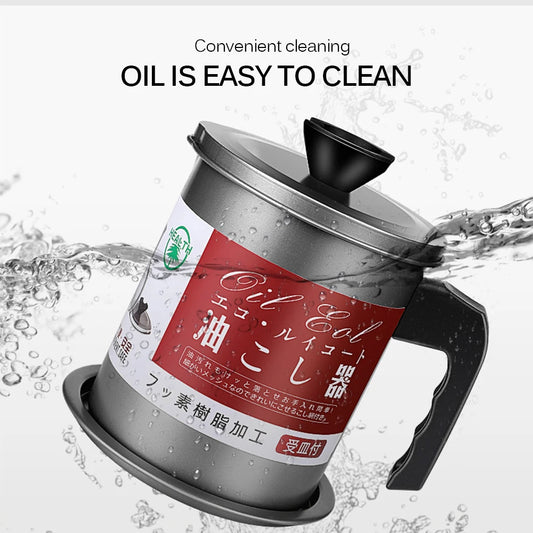 1.7L Stainless Steel Oil Storage Container – Leakproof Grease Separator with Strainer