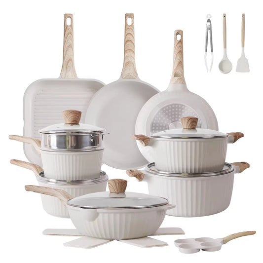 17-Piece Non-Stick Granite Cookware Set - Complete Kitchen Sufuria Collection