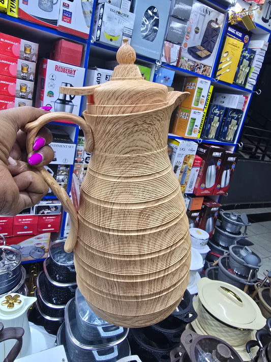 1.0L Vacuum Flask with Wooden Finish - Insulated Thermal Carafe